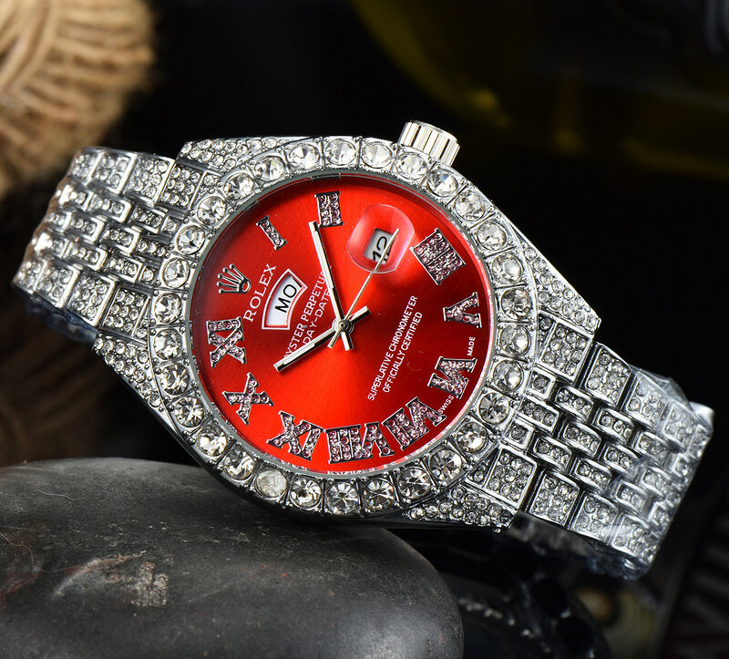 Часы наручные кварцевые для мужчин и женщин, роскошные классические большие, с бриллиантами в ретро стиле