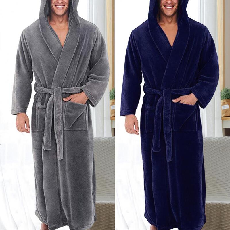 Fleece Nachtjapon Chique Huid-Ontroerende Pluche Badjas Zachte Mannen Koraal Fleece Lange Badjas Voor Slaapkamer