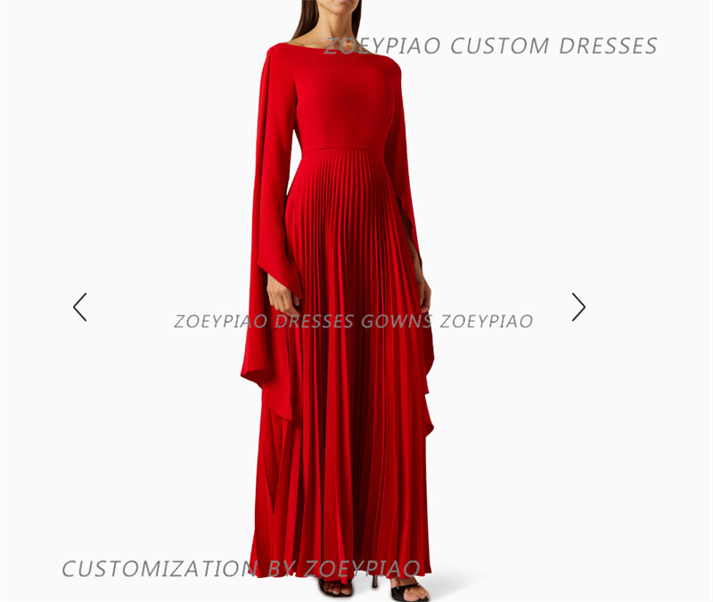 Hot Pink Evening Gowns With Cape Sleeves vestidos de fiesta para mujer Elegant A Line Formal Occasion Dresses Custom Made