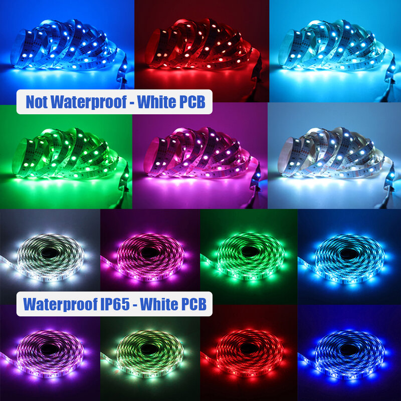 5v 5050 listwy RGB LED światła elastyczna taśma lampa wodoodporna 50cm 1m 2m 3m 4m 5m z 4pin wtyczka biały/czarny PCB Home Decoration