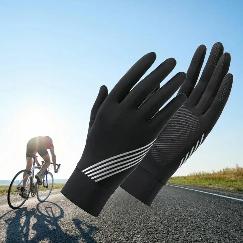 Sarung tangan berkendara, tidak menyebabkan alergi 5 warna pelindung matahari unik tabir surya es sutra sarung tangan tipis