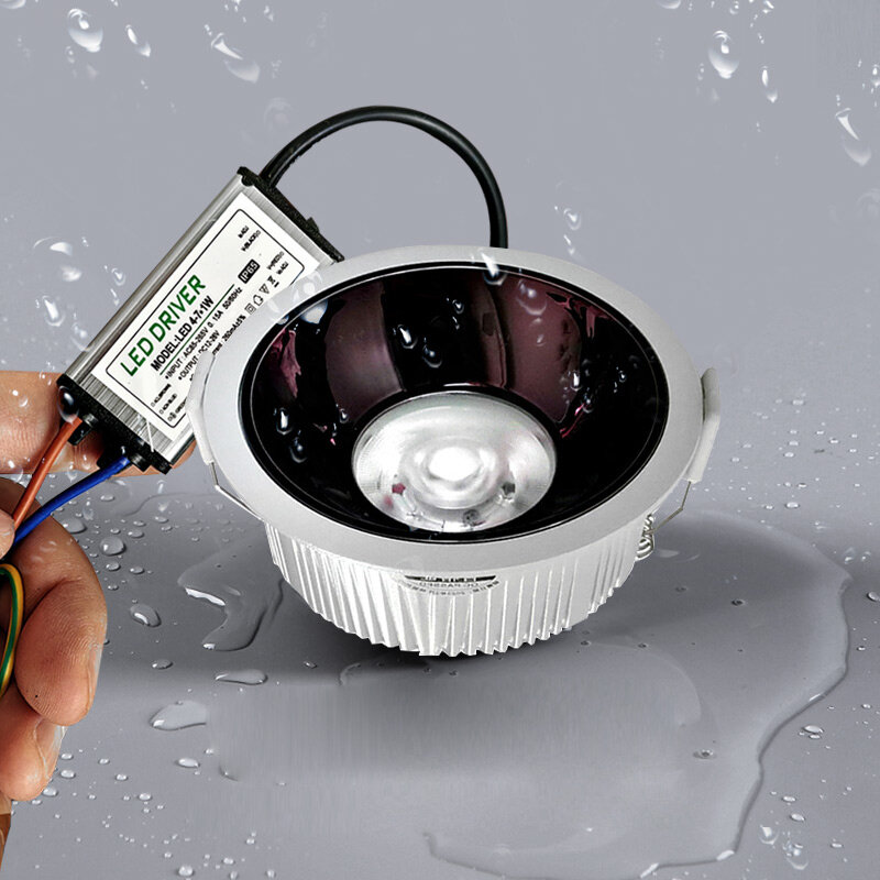 โคมไฟดาวน์ไลท์กันน้ำใช้ในห้องครัวห้องน้ำห้องน้ำ IP65กันความชื้นหมอกห้องอาบน้ำแบบฝังโคมไฟฟ้า DC12V 3W 5W 12W 15W