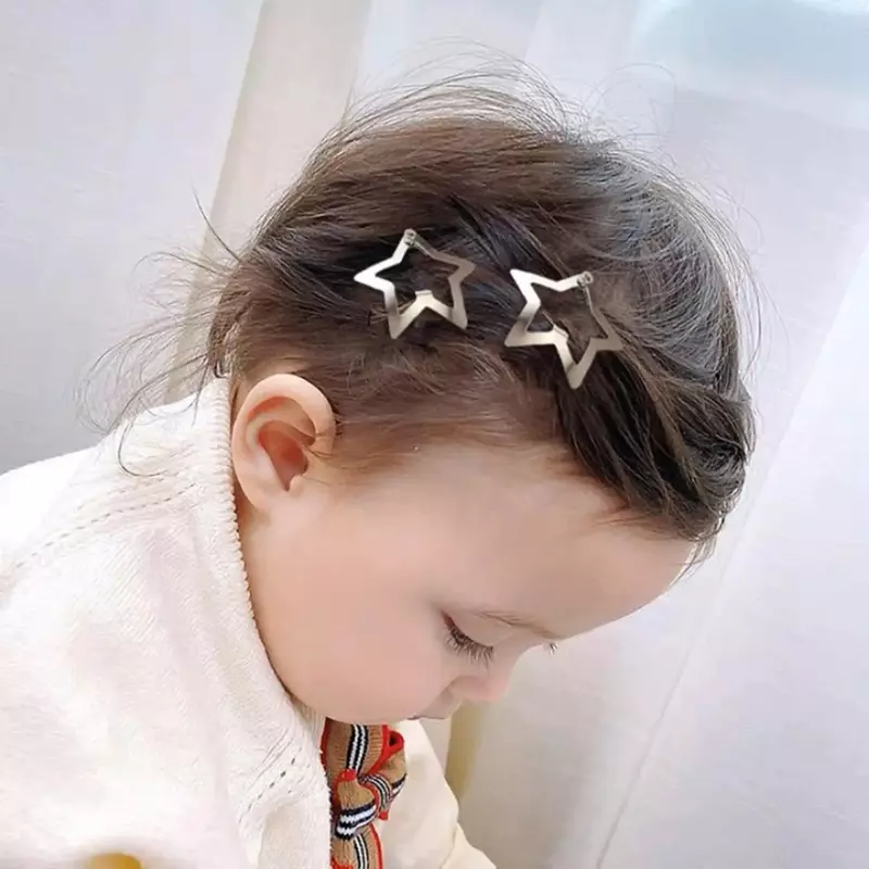 Silver Star Hair Clips para Baby Girl, Metal Gota Hairpins, presilhas Clip, Pin, Coreano Headwear, Acessórios para crianças, Ins, YK2