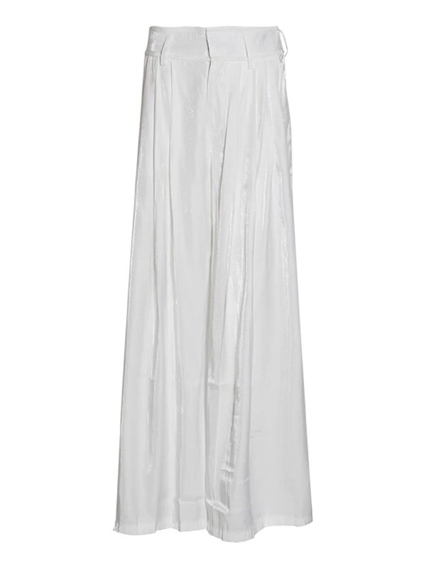 ROMISS jednolity eleganckie spodnie dla kobiet wysoki stan pełnej długości patchworkowy plisowany Temperament spodnie damskie modna odzież nowość