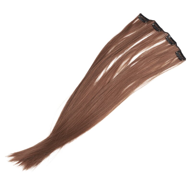 Specjalna peruka damska gładka prosta fryzura z krótkimi spinkami do włosów każdy zestaw 16 klipsów jasnobrązowych 24 cali