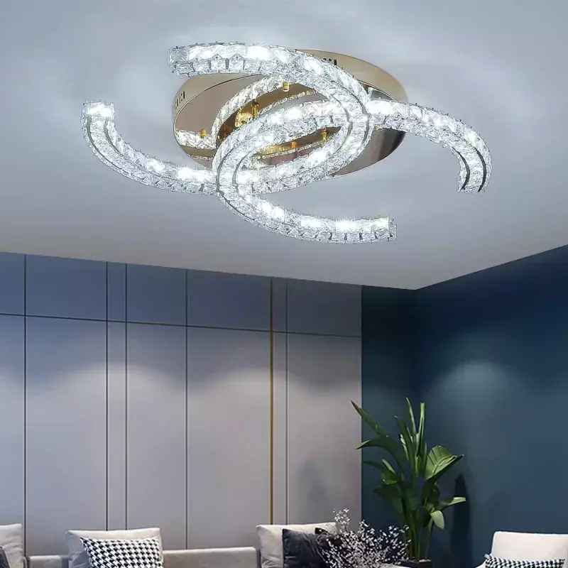Crystal Chandelier LED Lights para o Quarto, Lâmpada do teto, Montagem na superfície, Iluminação para jantar, Sala de estar, Decoração de casa