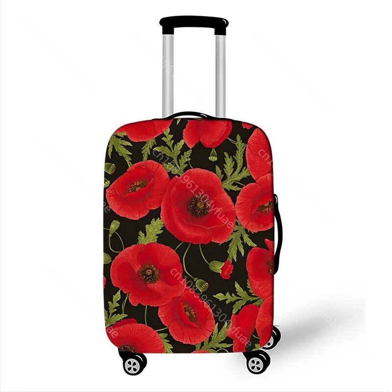 Linda Red Poppy Flower Suitcase Cover, Elastic Luggage Protective Covers, Anti-Dust Trolley Case Cover, Acessórios de viagem