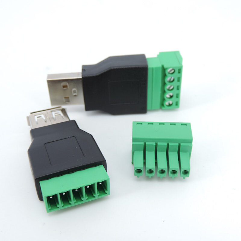 Conector de tornillo USB 2,0 tipo A macho hembra A 5 pines, Conector de tornillo de 5 pines A conector USB con escudo, USB2.0 A enchufe de Terminal de tornillo