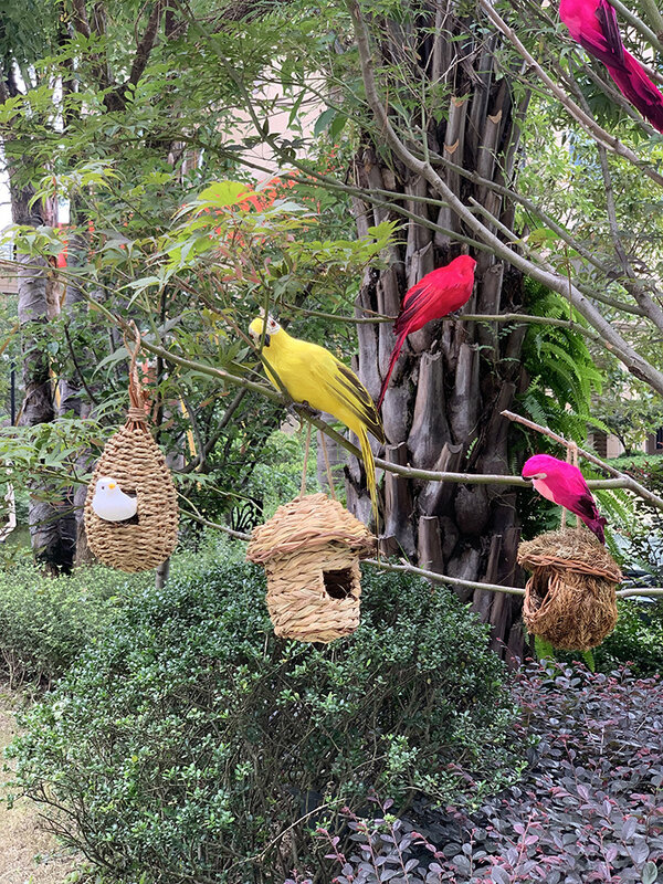 25/35Cm Simulasi Burung Beo Dekorasi Taman Kreatif Rumput Figurine Ornamen Hewan Burung Luar Ruangan Taman Pesta Dekorasi Prop