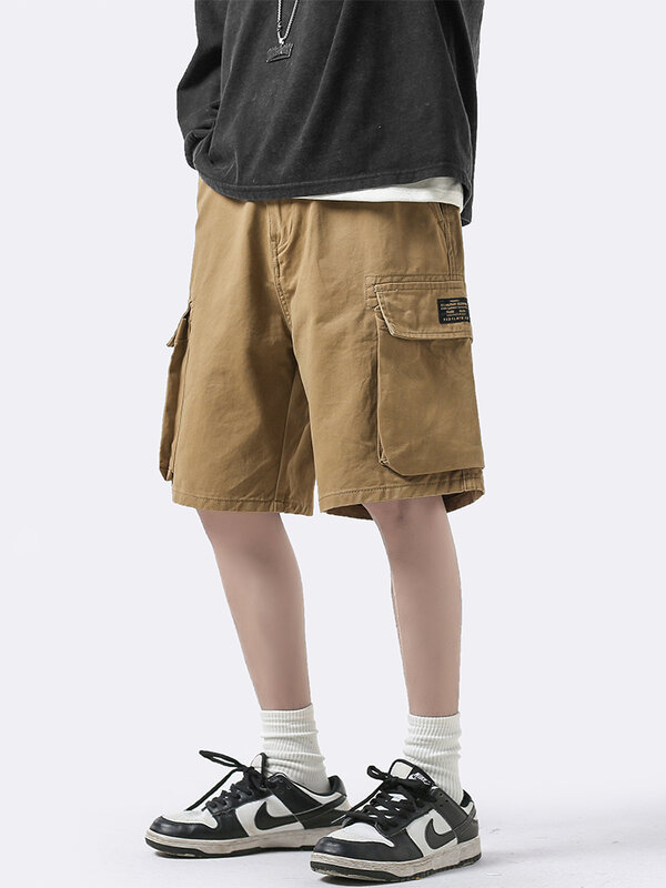 Брюки-карго мужские с широкими штанинами, мешковатые винтажные однотонные брюки в американском стиле для фитнеса, в стиле Хай-стрит, минималистский повседневный наряд с напуском, весна-лето