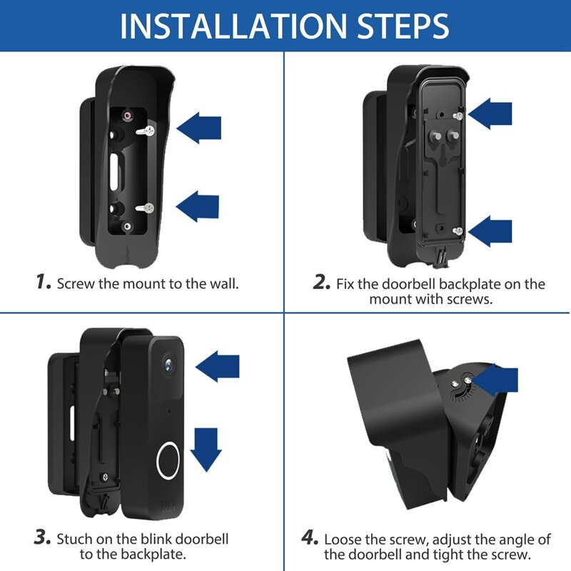 Kit di montaggio regolabile dell'angolo di montaggio del campanello Blink supporto angolare della fotocamera del campanello, per la videocamera del campanello lampeggiante durevole facile da usare