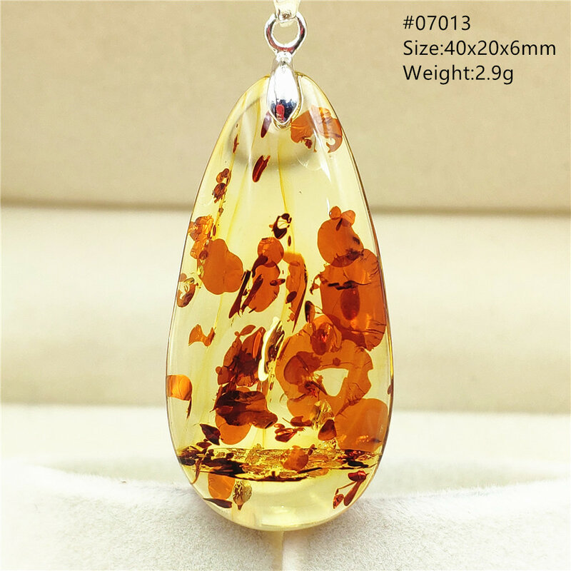 Natural Yellow Piebald Amber Water Drop Pendant Red Amber Jewelry Reiki Rare Stone Fashion Beads AAAAAA