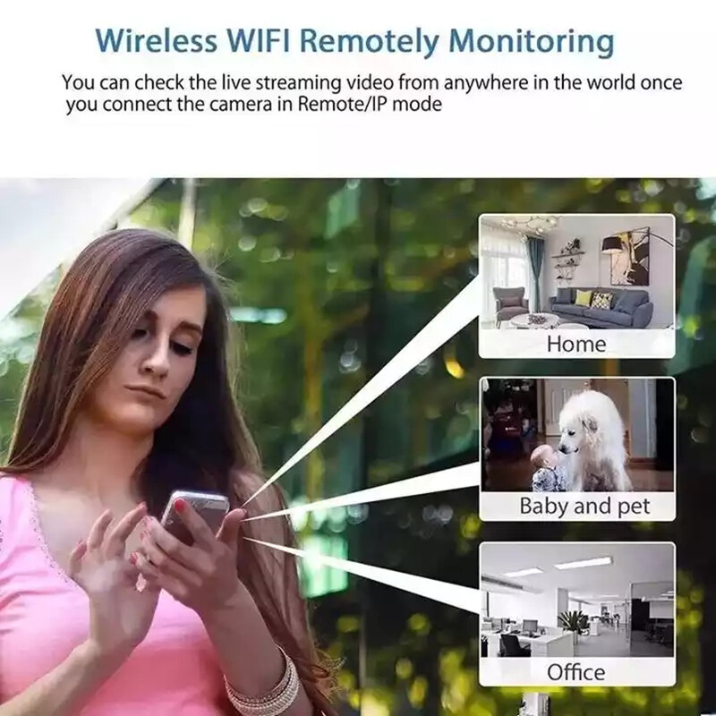 Mini Câmera IP WiFi com Visão Noturna, Detecção de Movimento, Filmadora de Segurança Doméstica, Monitor do Bebê, Video Surveillance Cam, 1080P, HD