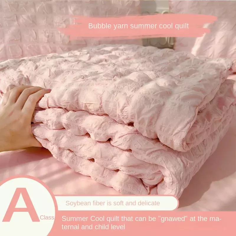 Korean Style Summer Quilt Comforter Quilt Seersucker Household 2024 New Machine Washable Suitable Cool and Refreshing Blanket