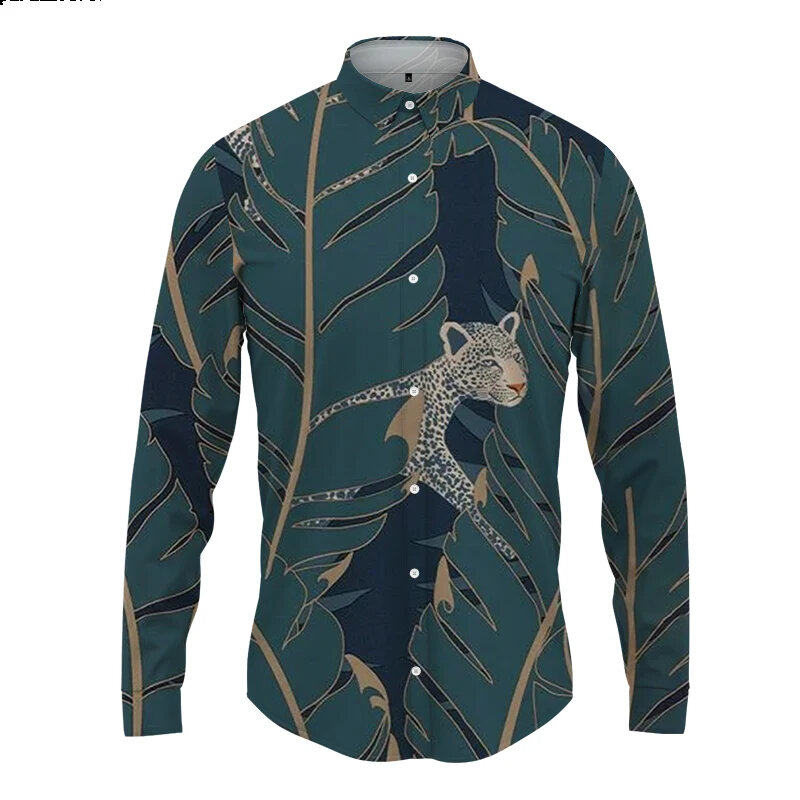 Neue Langarmhemd 3D-Druck Grafiken Hawaii Langhemd Männer Top Mode lässig Revers Strickjacke Mann Bluse koreanische Kleidung