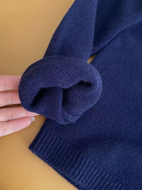 Maglione da donna 2024 nuovo 100% Cashmere Design con perline girocollo allentato Casual Pullover lavorato a maglia a maniche lunghe
