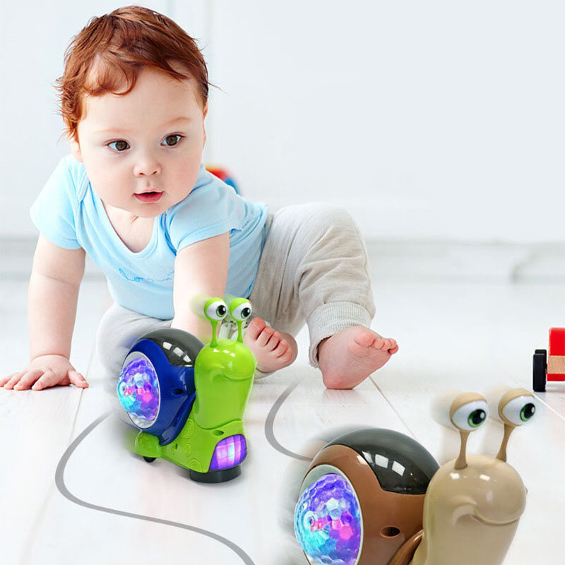 Śmieszne elektryczne ślimaki muzyczne światło indeksowania zabawki ruchome Cartoon zwierząt ślimaki świecące zabawki edukacyjne dla dzieci prezent