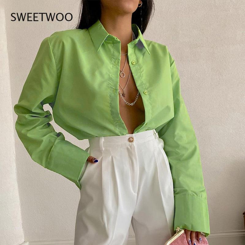 Moda damska prosta Macaron słodka jednokolorowa klasyczna koszula z kołnierzykiem Office Lady wczesna wiosna Casual jednorzędowe bluzki