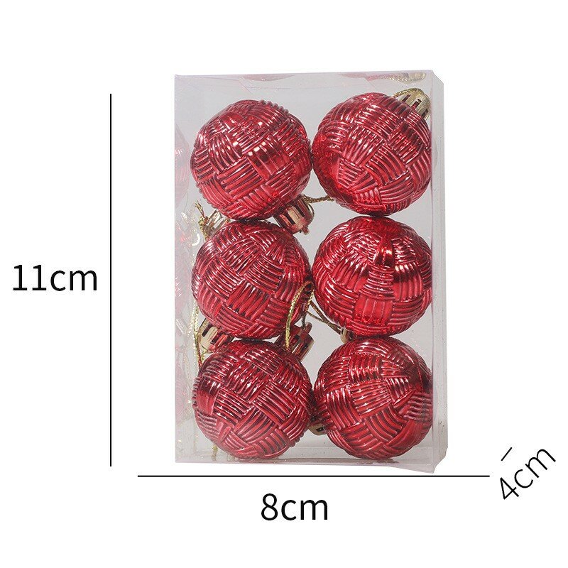 Ornamenti per palline di natale 6 pezzi 4cm decorazioni per l'albero di natale ciondolo in plastica appeso per forniture per le vacanze per feste di matrimonio