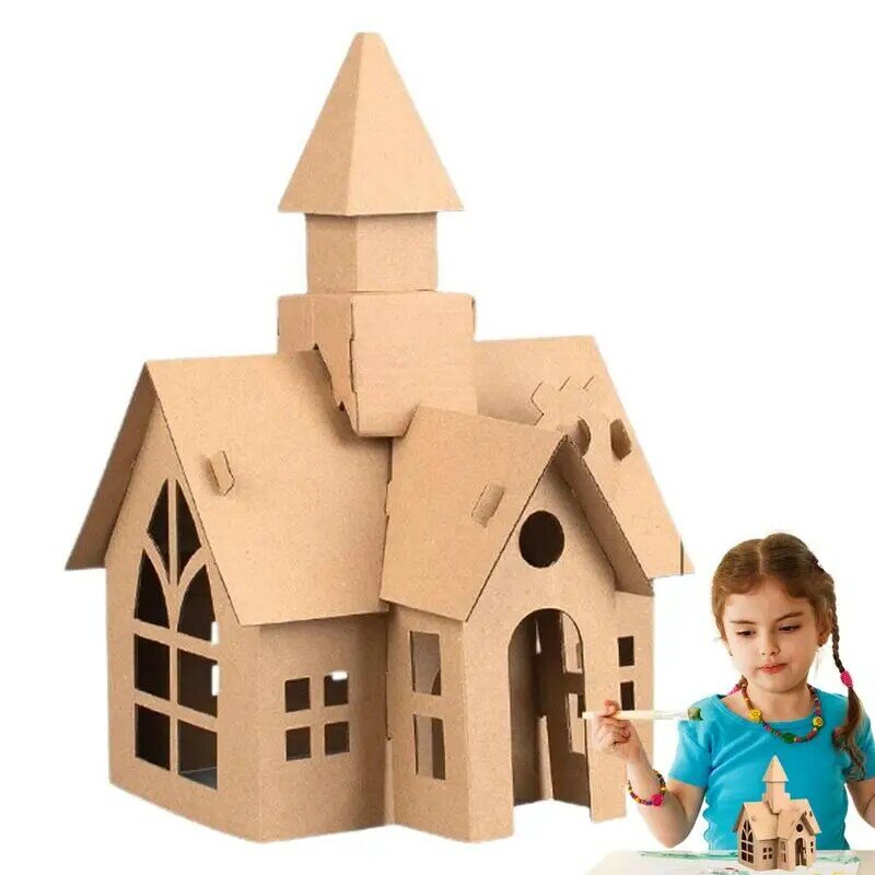 Kit de modelo de cabaña para niños, casa de papel hecha a mano, Material de papel, juguetes artesanales de bricolaje para cumpleaños, vacaciones de Navidad y niños
