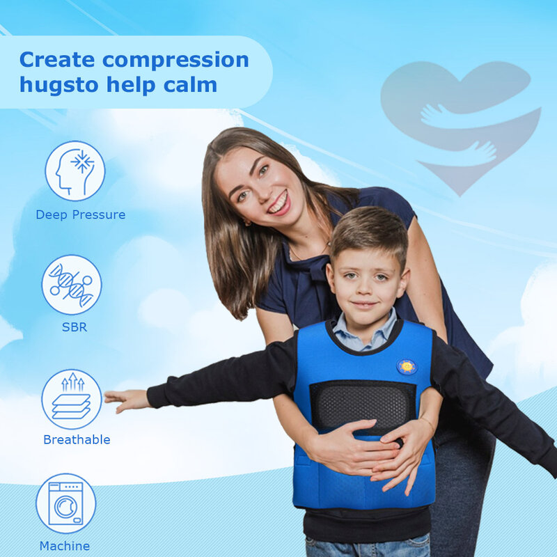 Sensory Weighted Vest for Kids for Autism Hyperactivity Mood Processing Disorders Children Breathable Comfort Compression Vest