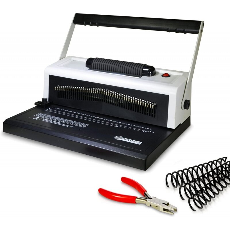 PrintFinish coilikat S25A mesin pengikat gulungan Spiral yang ditingkatkan-dengan Inserter koil listrik-presentasi ikat secara profesional