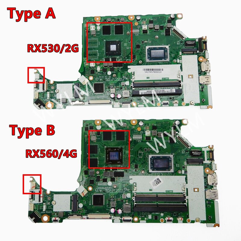 LA-G021P Met R3 R5 R7-2th Gen Cpu Rx530 Rx560 Gpu Laptop Moederbord Voor Acer Aspire A315-41G AN515-42 Notebook Moederbord