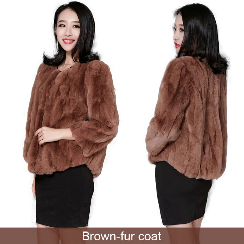 Zimowe naturalne kurtki płaszcz z prawdziwego futra królika Rex damskie luksusowe krótkie koreańskie luźny rozmiar futrzane grube ciepłe wycięcie pod szyją odzież damska