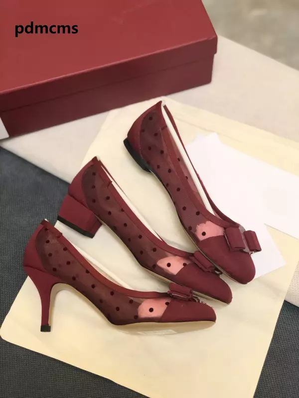 Damen Bow Mesh Classic Marke hochwertige 100% hand gefertigte Schuhe 34-40 Absatz höhen 1cm, 3cm, 7cm