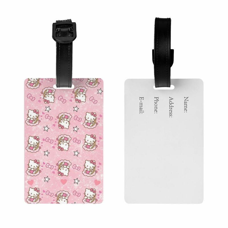 Hello Kitty Pattern Luggage Tag With Name Card Cute Cartoon Privacy Cover ID Label for Travel Bag Suitcase