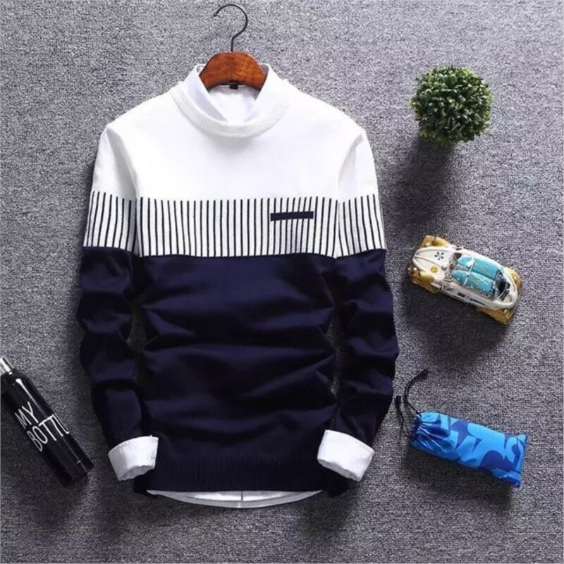 Suéter de punto para hombre, jersey de manga larga, moda coreana, novedad de 2024
