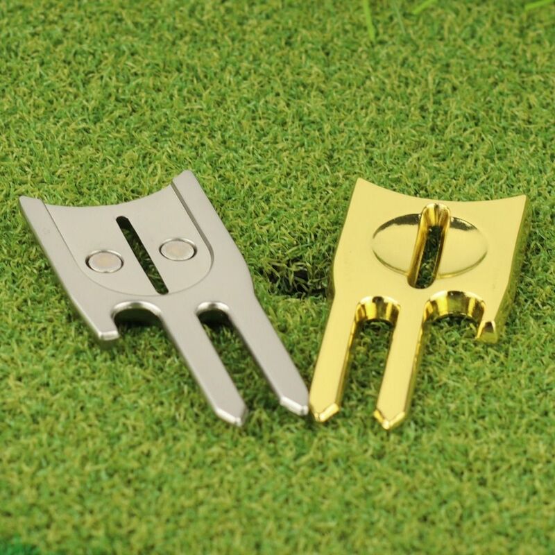 Zinklegering 6 In 1 Divot Tool Doel Magnetische Golf Divot Reparatie Tool Ultralicht Roestbestendige Golf Reparatie Vork Golfbaan