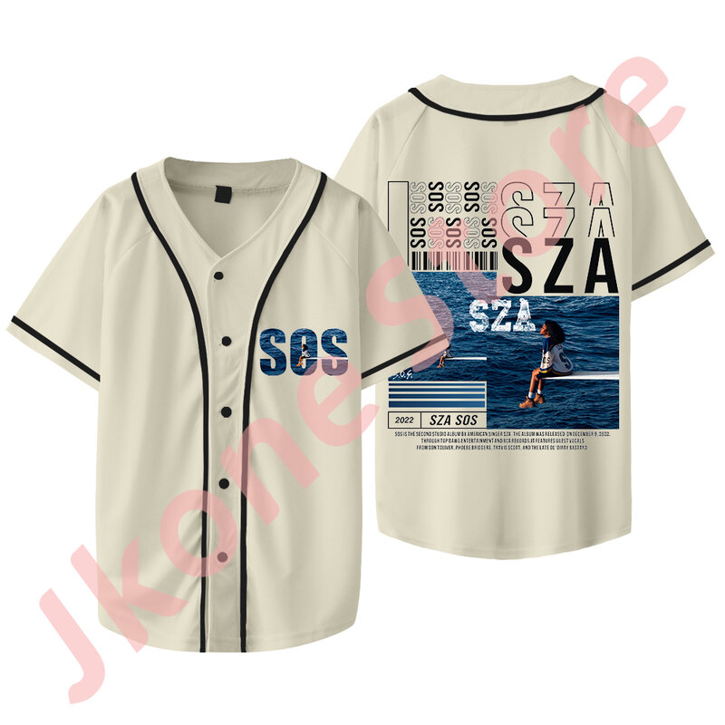 SZA 북아메리카 투어 머치 저지, 코스프레 유니섹스 패션, 캐주얼 반팔 티셔츠, 야구 재킷
