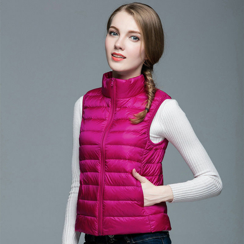 여성용 민소매 조끼, 90% 화이트 덕 다운, 초경량 다운 재킷, 방풍, 따뜻한 휴대용 조끼, 여성 재킷 2022