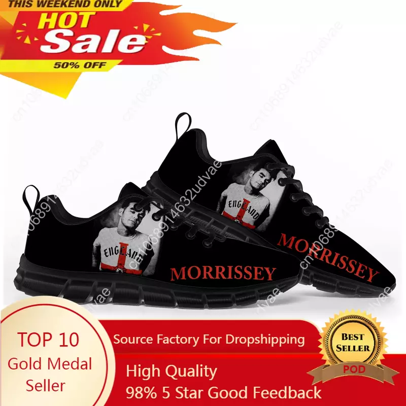 Morrissey Rock Zangeres Pop Sportschoenen Heren Dames Tiener Kinderen Sneakers Casual Custom Hoge Kwaliteit Paar Schoenen Zwart