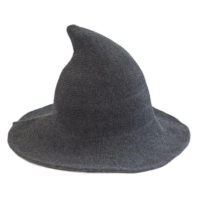 หมวกแม่มดฮาโลวีนคอสเพลย์ทันสมัยมาใหม่หมวกขนสัตว์แฟชั่นสำหรับผู้หญิงหมวกงานปาร์ตี้วันฮาโลวีนตกแต่ง D9M1