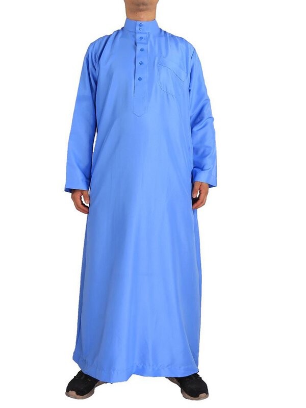 Eid musulmano Jubba Thobe uomini Ramadan ricamo abito lungo Kaftan Kimono Saudi Musulman Abaya Dubai arabo turchia abbigliamento islamico