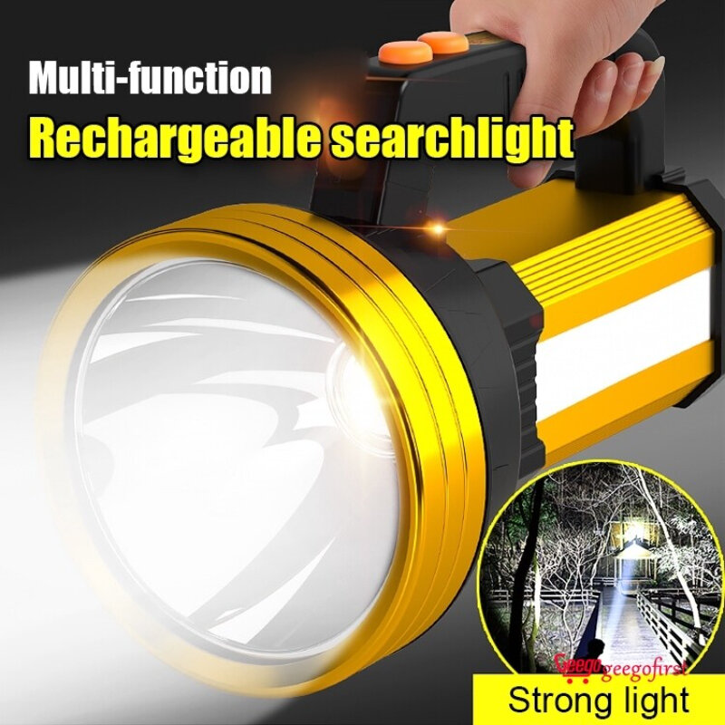 Outdoor Portable Searchlight Waterproof Powerful LED Flashlight Spotlights USB Rechargeable Lantern Long Range For Camping