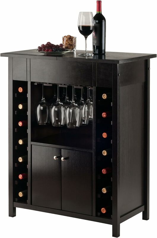 خزانة تخزين بار للنبيذ والنظارات ، خزانة بوفيه قهوة إسبرسو ، رف نبيذ وأبواب لغرفة الطعام أو المطبخ