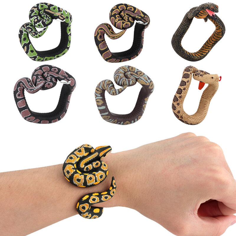 Novelty Funny Children Simulation Snake Bracelet Toy Creative Horror Prank Python Bracelet Model Halloween Fun Bracelet Toy