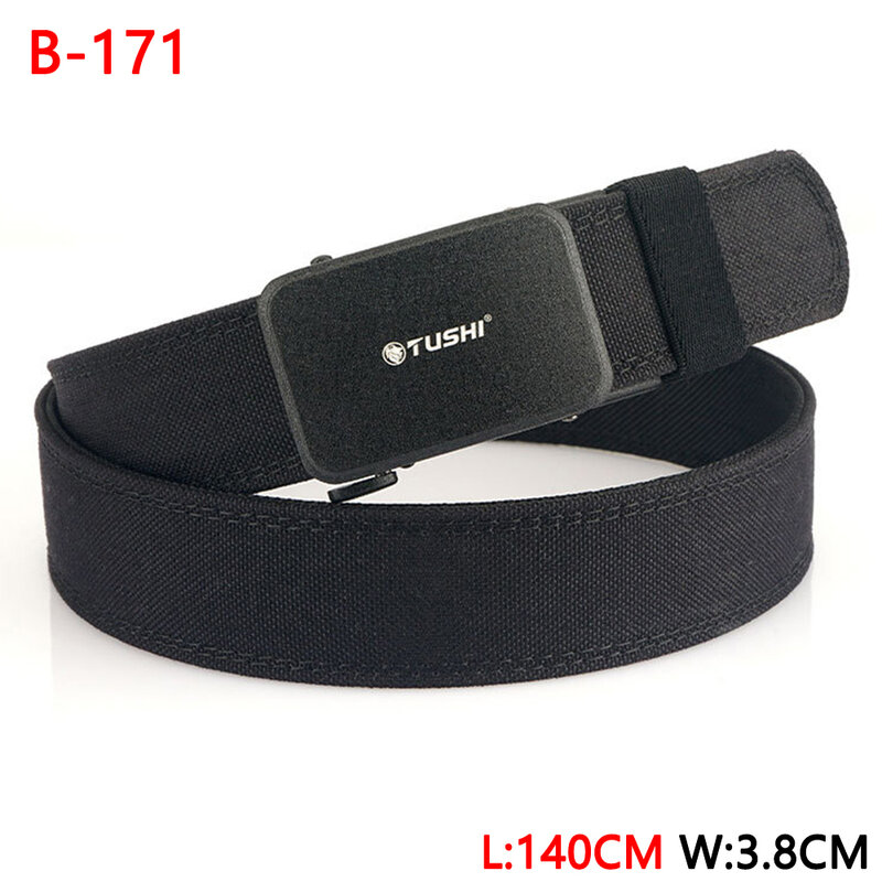 TUSHI-Cinto de Nylon Apertado Tático Militar Masculino, Cinto Resistente Duro, Cintura Automática Casual ao Ar Livre Masculino, Resistente, 140cm