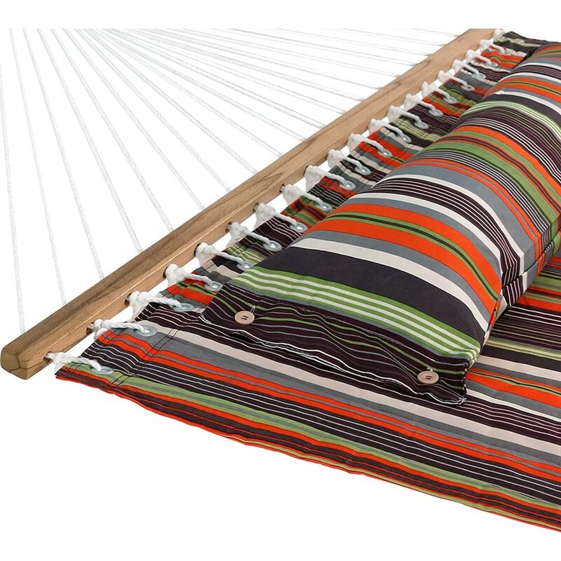 Hamaca de tela acolchada doble con soporte de 12 pies y almohada, capacidad de 350 libras, hamaca