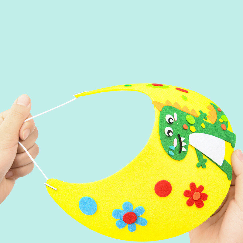 4 قطعة إيفا قبعة الحرف اليدوية DIY بها بنفسك لعب الكرتون الحيوانات اليدوية الخياطة الشمس قناع رياض الأطفال المواد الإبداعية الاطفال مضحك اللعب الهدايا