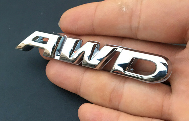 Car styling car AWD 3D metal chrome stop cynkowy 3D naklejana etykieta auto części do Honda Toyota 4 napęd naklejki