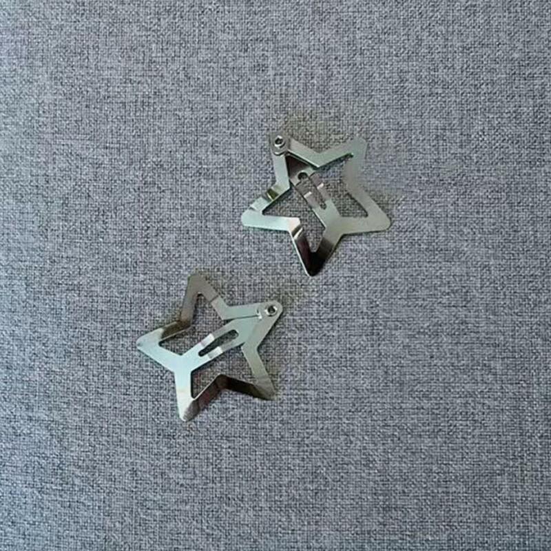 2 pezzi Silver Star BB fermagli per capelli ragazza Cute Star fermagli per capelli Barrettes donna Mini Clip a scatto in metallo Cluster Star Hair Pins accessori