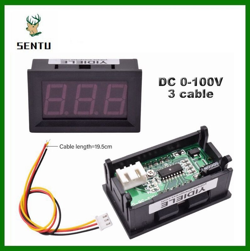 0.56 Inch DC LED Digital Voltmeter 0-100V Voltage 3 Wires Digital Ammeter Voltmeter Volt Panel Tester Meter For Motorcycle Car