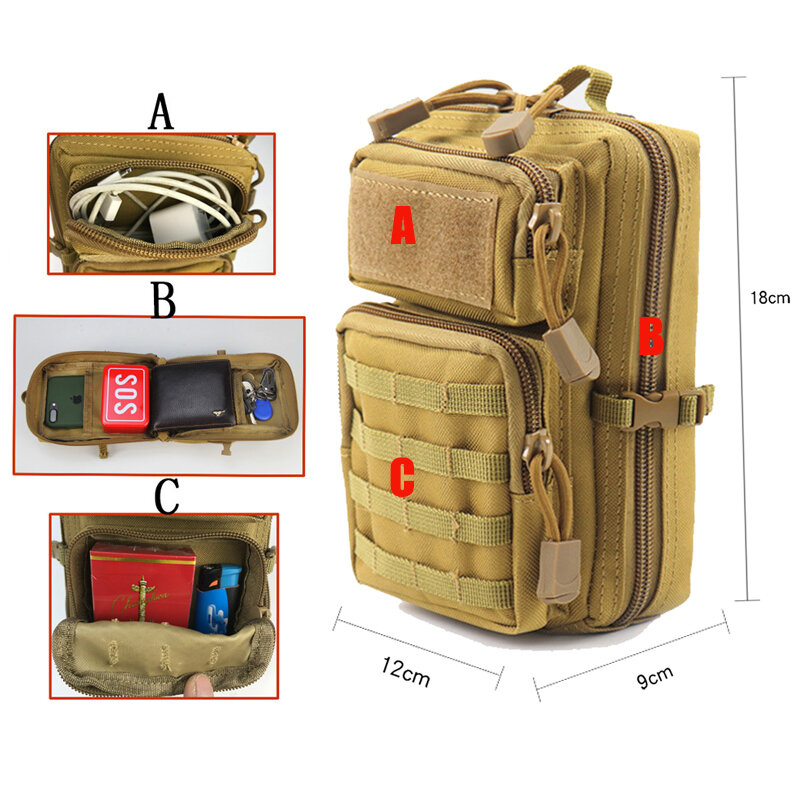 Custodia tattica multifunzione militare Molle Hip vita EDC borsa portafoglio borsa porta telefono borse campeggio escursionismo caccia marsupio