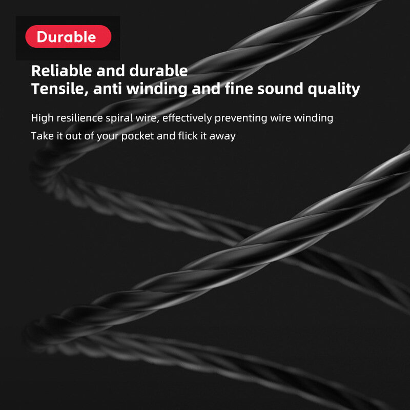 TWS HiFi Wired Headphones Noise-Cancelling Dynamic Earphone with Microphone In Ear Earbuds Bass Headset For Sports Fitness Music