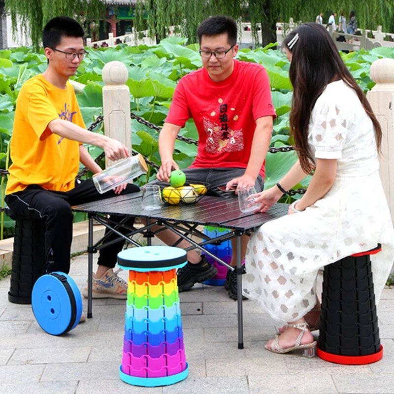 Portable Folding Stool Lightweight Plastic Subway Queuing Chair And Outdoor Camping Fishing with Carry Bag Telescopic Stool