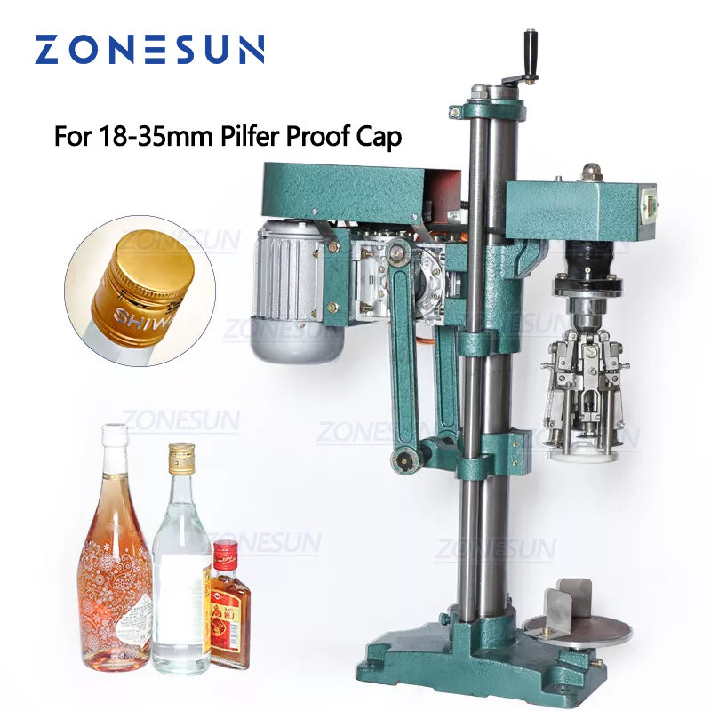 Zonesun Semi Automatische Capping Machine Pilfer Proof Fles Cap Maken Sap Wijn Water Vloeibare Flessen Glas Plastic Verpakking